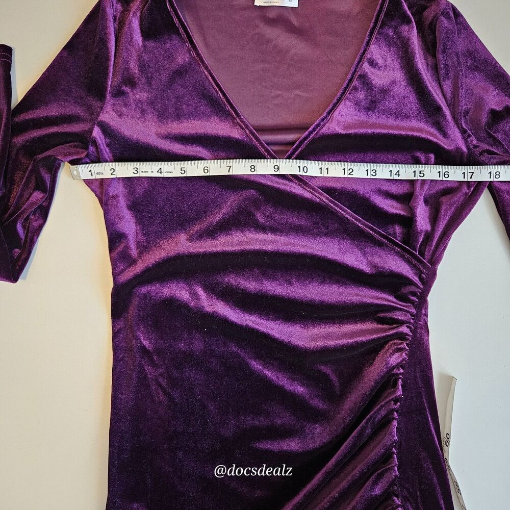 Jeceika Purple Wrap-Style Long-Sleeve Mini Dress Purple Size M - Picture 5 of 7